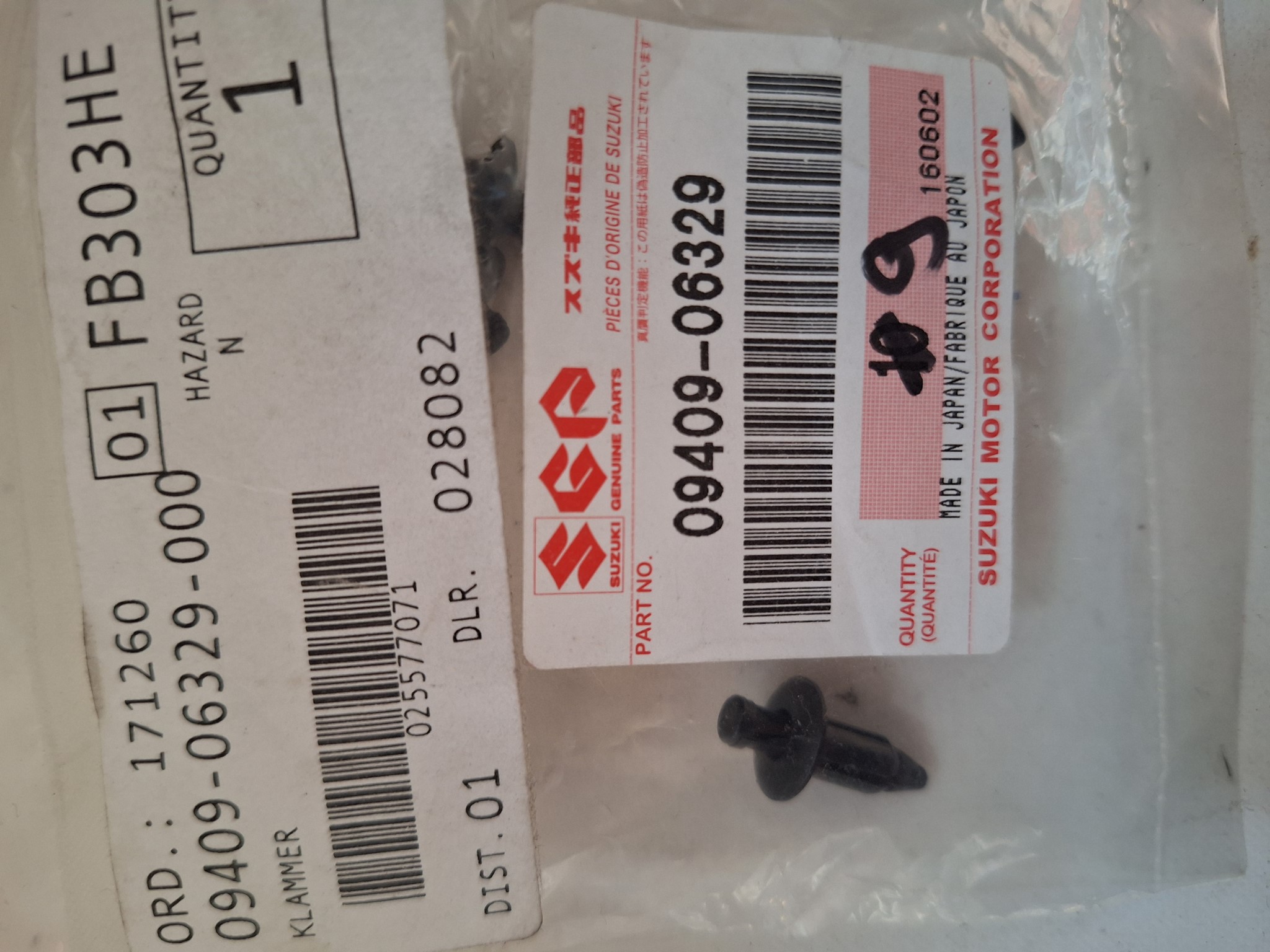 Picture of SUZUKI  KLAMMER  09409-06329